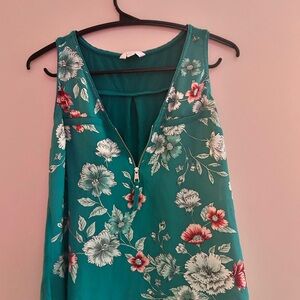 Candie's Teal Floral Zip-Up Top